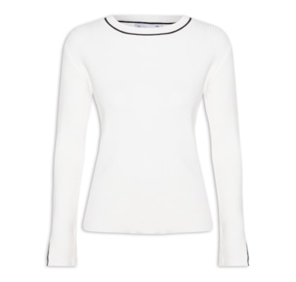 Blusa Feminina Manga Longa Em Tricot - Off White