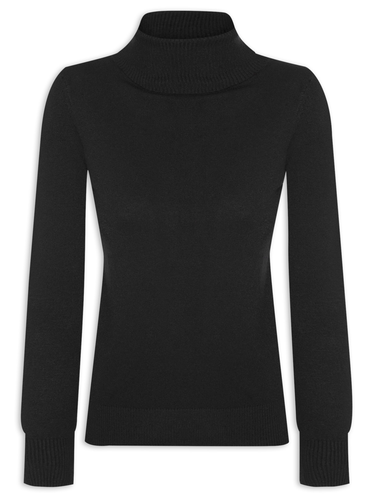 Blusa Feminina Manga Longa Em Tricot - Preto