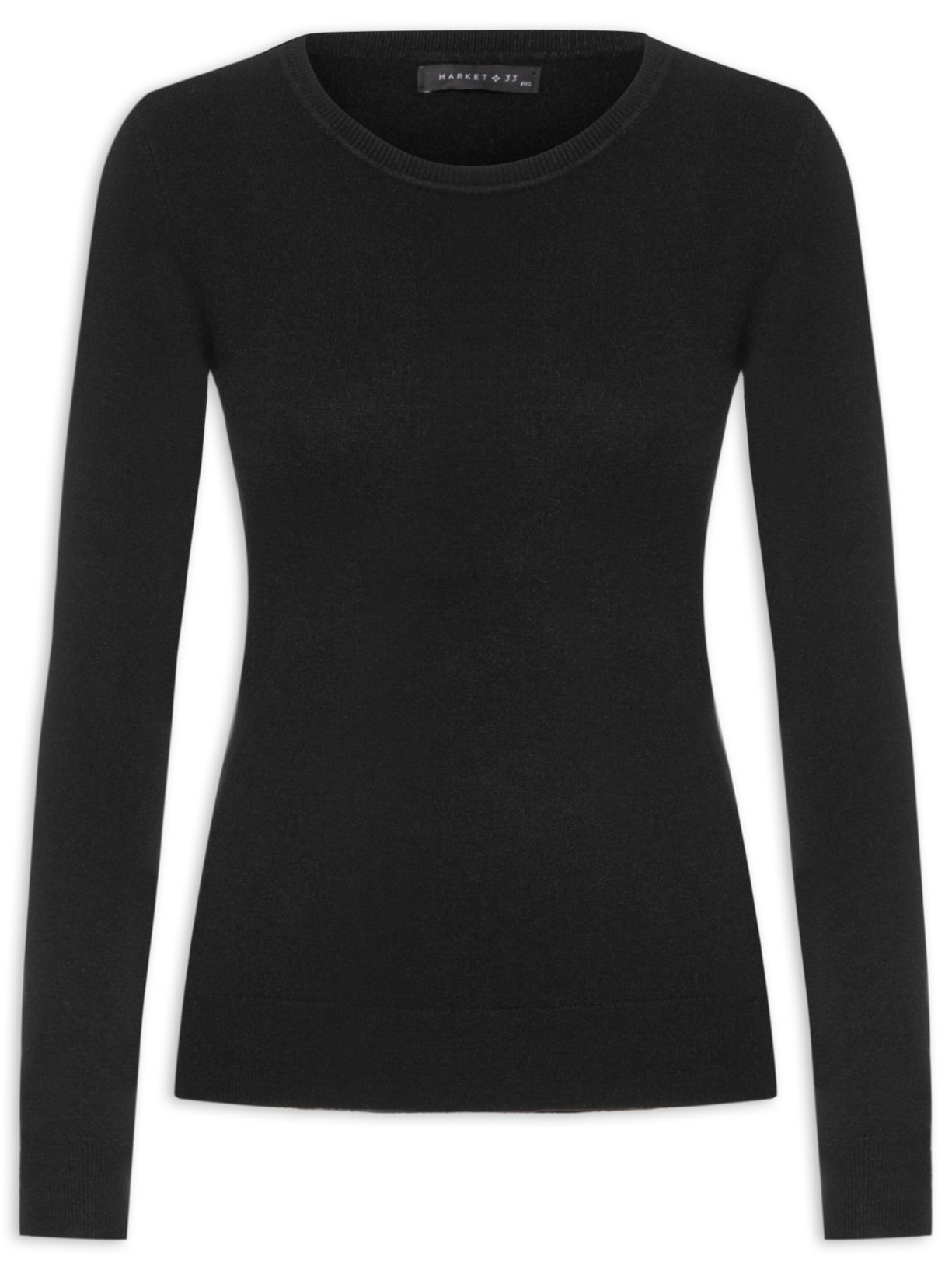 Blusa Feminina Manga Longa Em Tricot - Preto