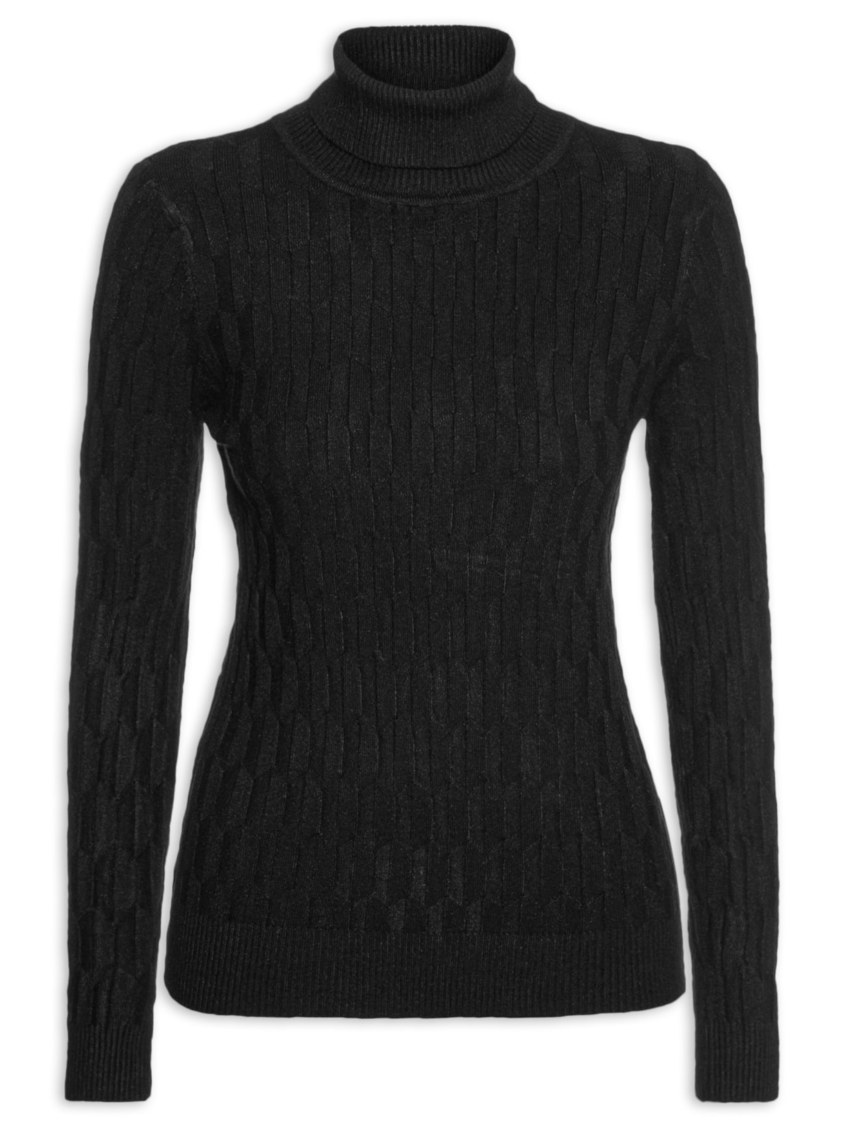 Blusa Feminina Manga Longa Em Tricot - Preto