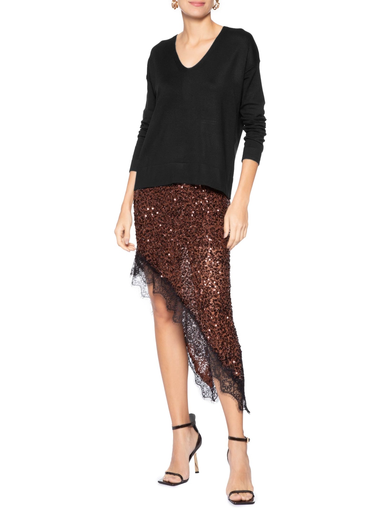 Blusa Feminina Manga Longa em Tricot Preto Market 33