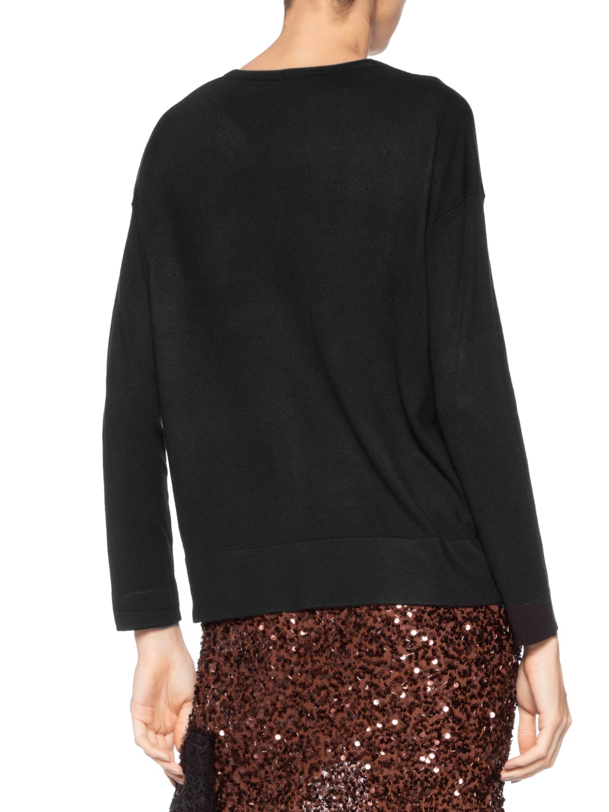Blusa Feminina Manga Longa em Tricot Preto Market 33