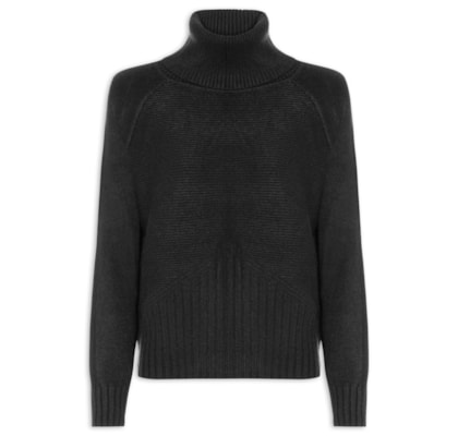 Blusa Feminina Manga Longa Em Tricot - Preto