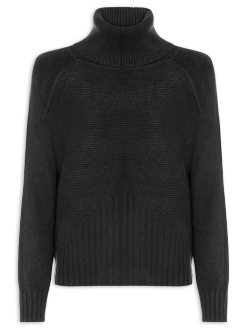 Blusa Feminina Manga Longa Em Tricot - Preto