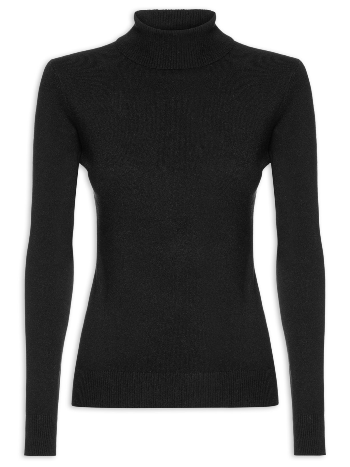 Blusa Feminina Manga Longa Em Tricot Preto Market 33