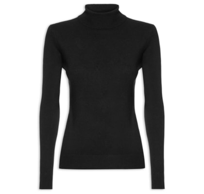 Blusa Feminina Manga Longa Em Tricot - Preto