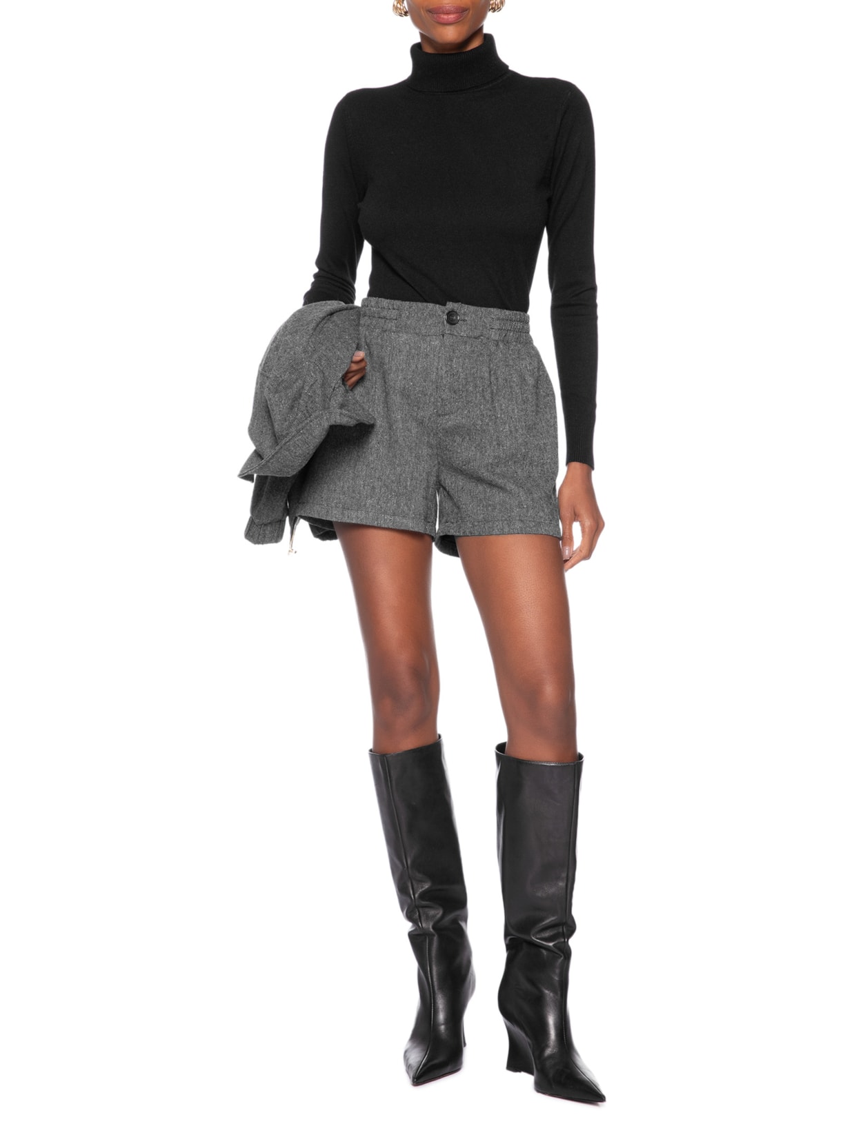 Blusa Feminina Manga Longa Em Tricot Preto Market 33