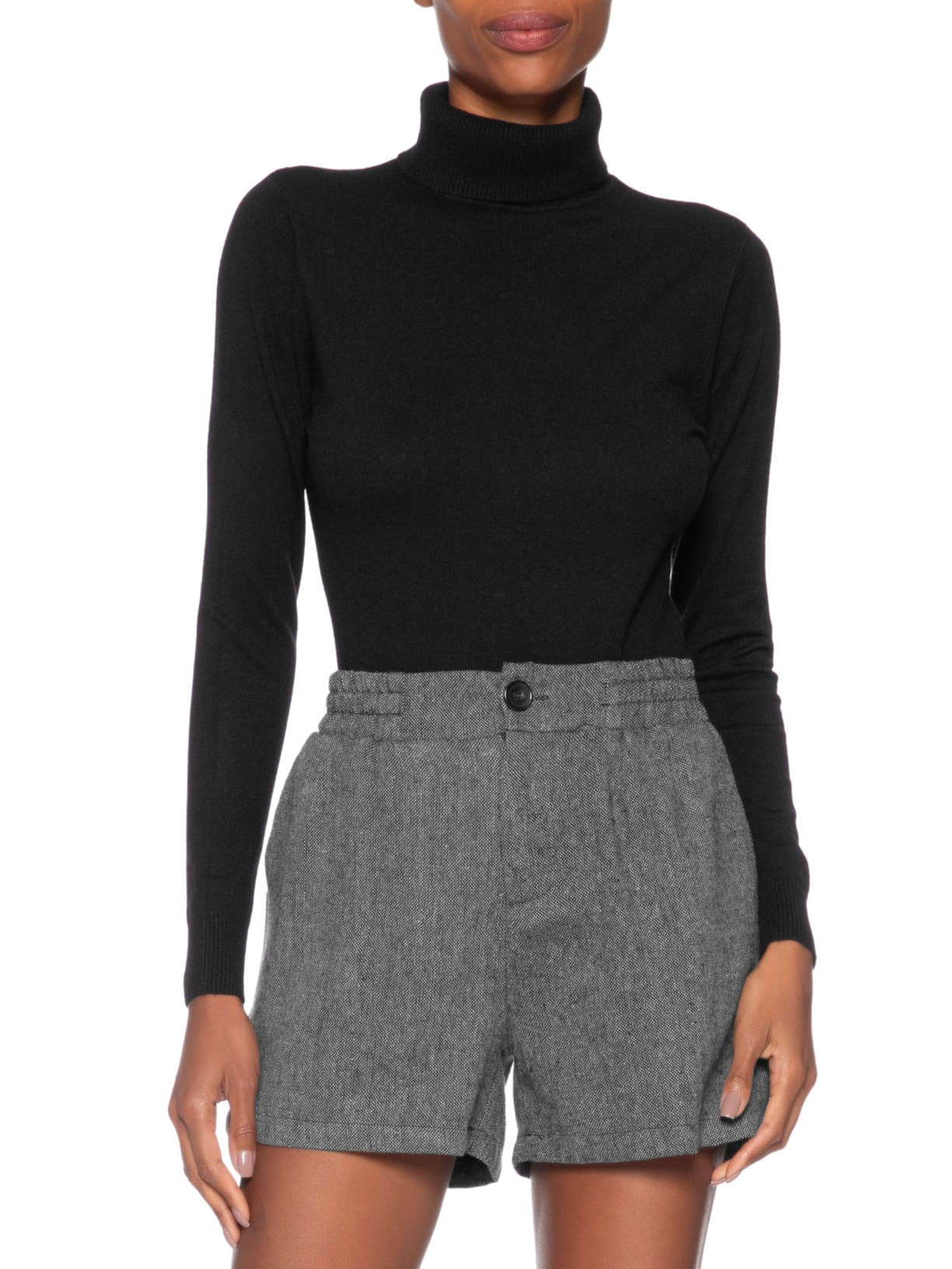 Blusa Feminina Manga Longa Em Tricot Preto Market 33