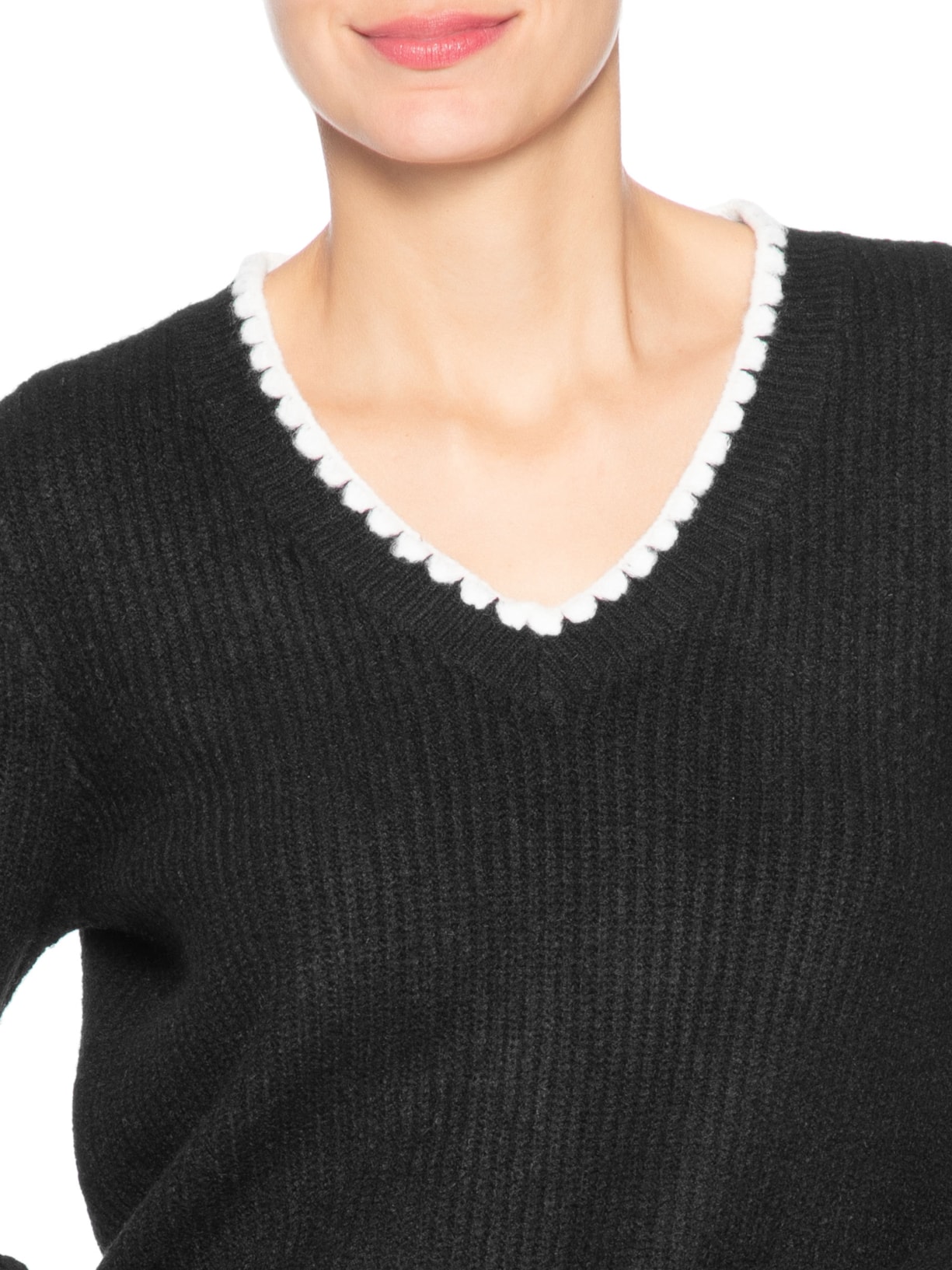 Blusa Feminina Manga Longa Em Tricot Preto Market 33