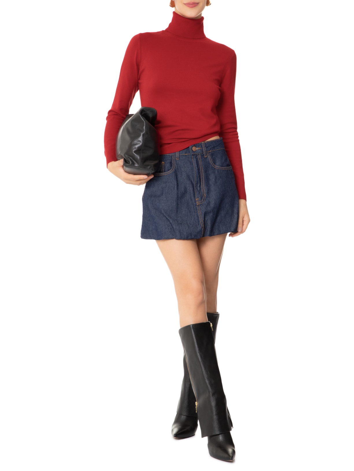 Blusa Feminina Manga Longa Em Tricot Vermelho Market 33