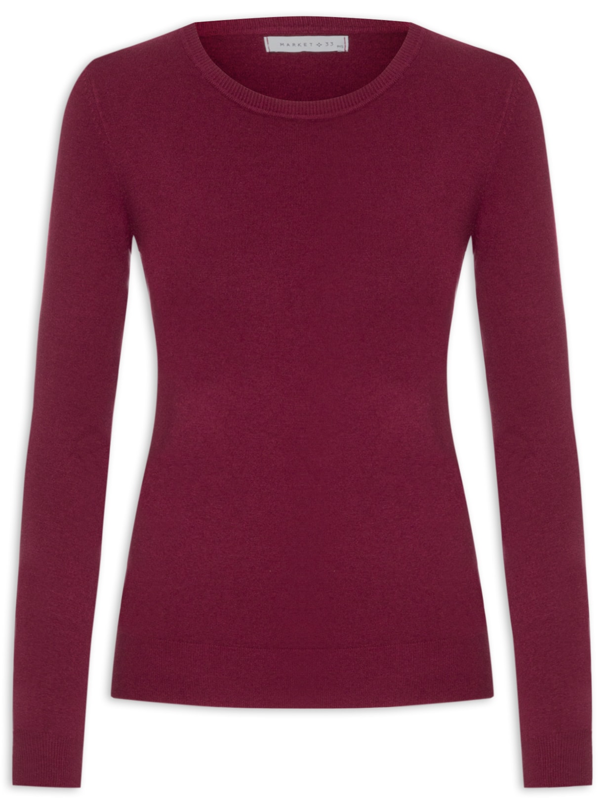 Blusa Feminina Manga Longa Em Tricot - Vinho