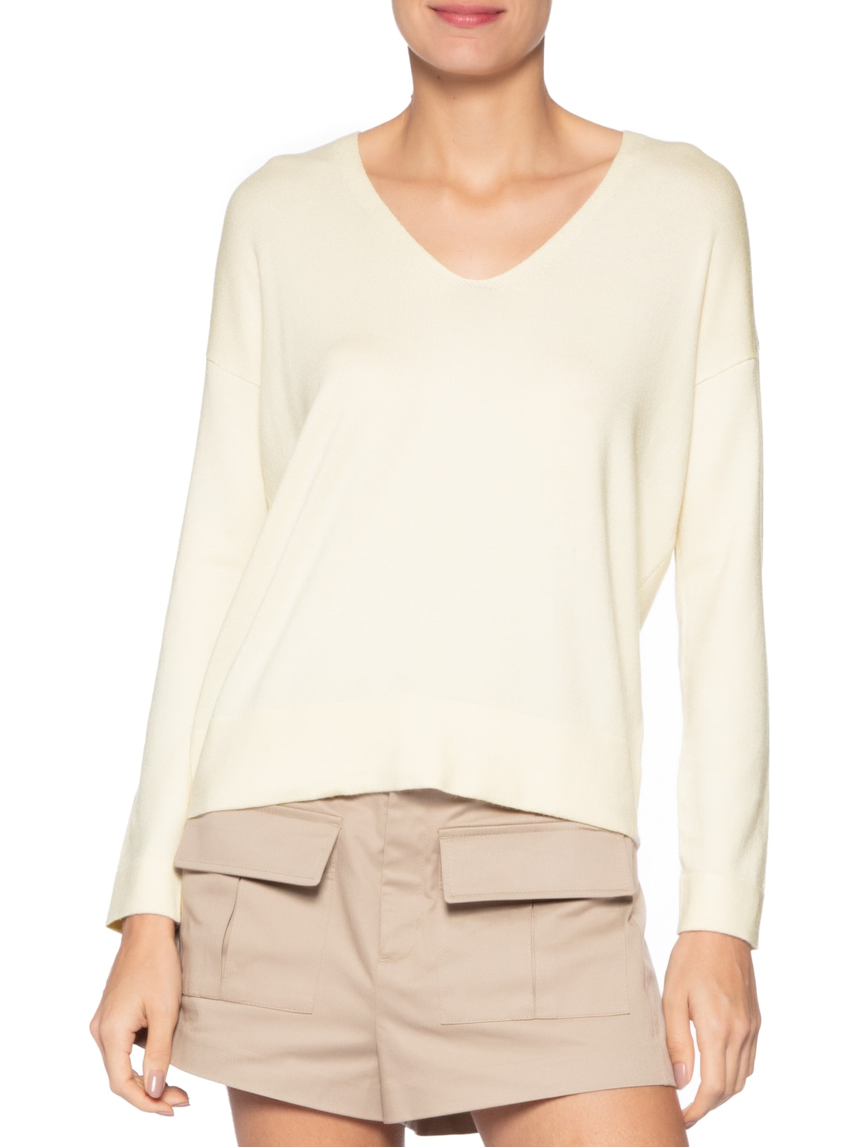 Blusa Feminina Manga Longa em Tricot – Bege Market 33