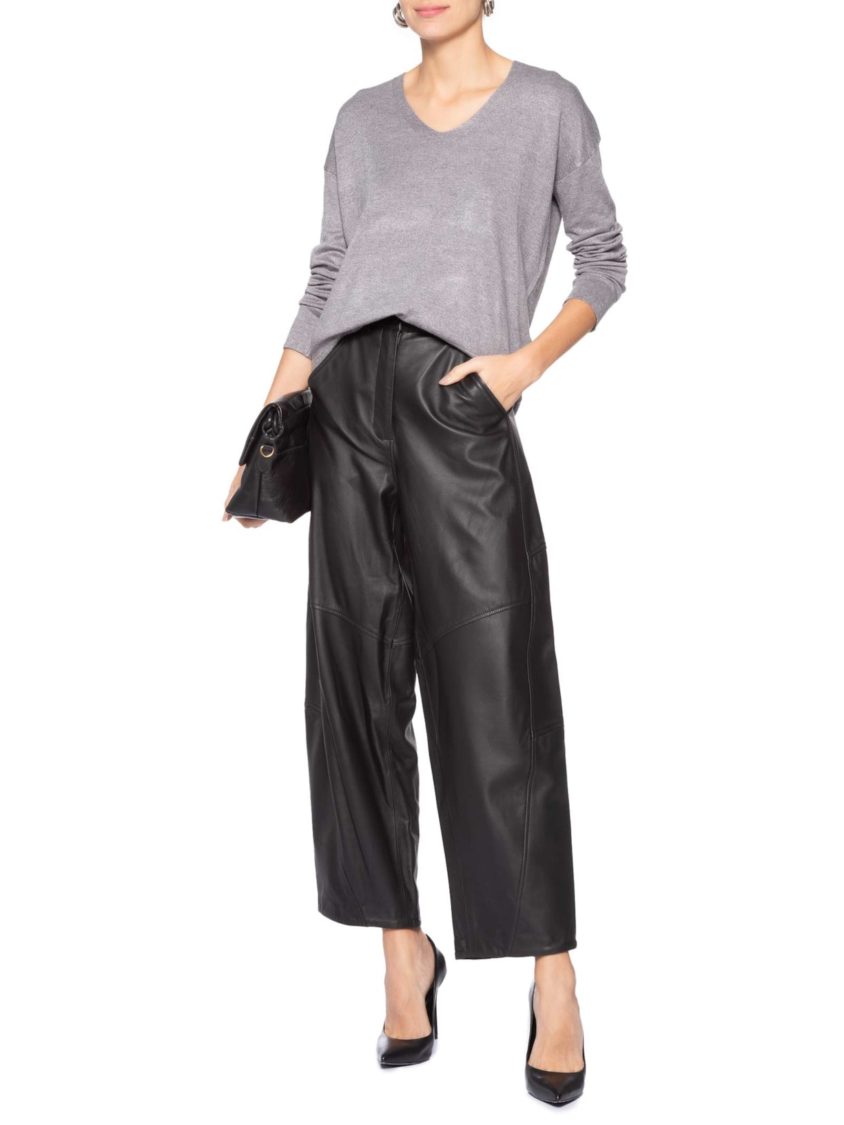 Blusa Feminina Manga Longa em Tricot – Cinza Market 33