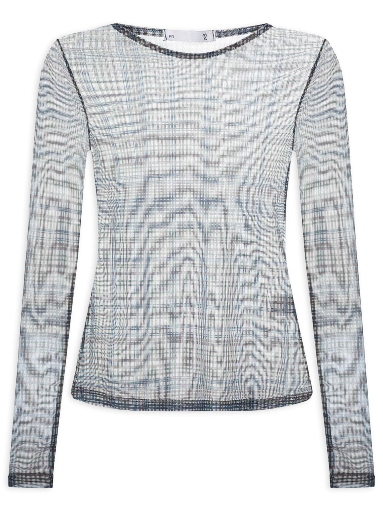 Blusa Feminina Manga Longa  em Tule Azul '2Essential