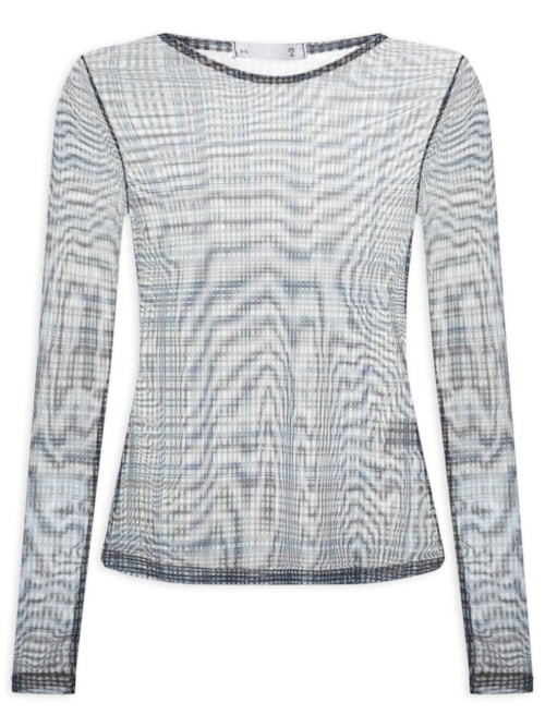 Blusa Feminina Manga Longa em Tule - Azul
