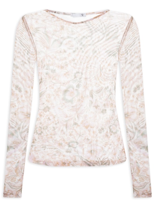 Blusa Feminina Manga Longa em Tule - Rosa