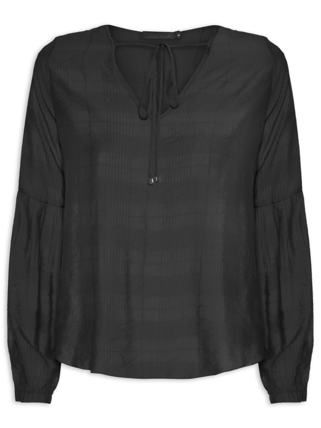 Blusa Feminina Manga Longa Em Viscose - Preto