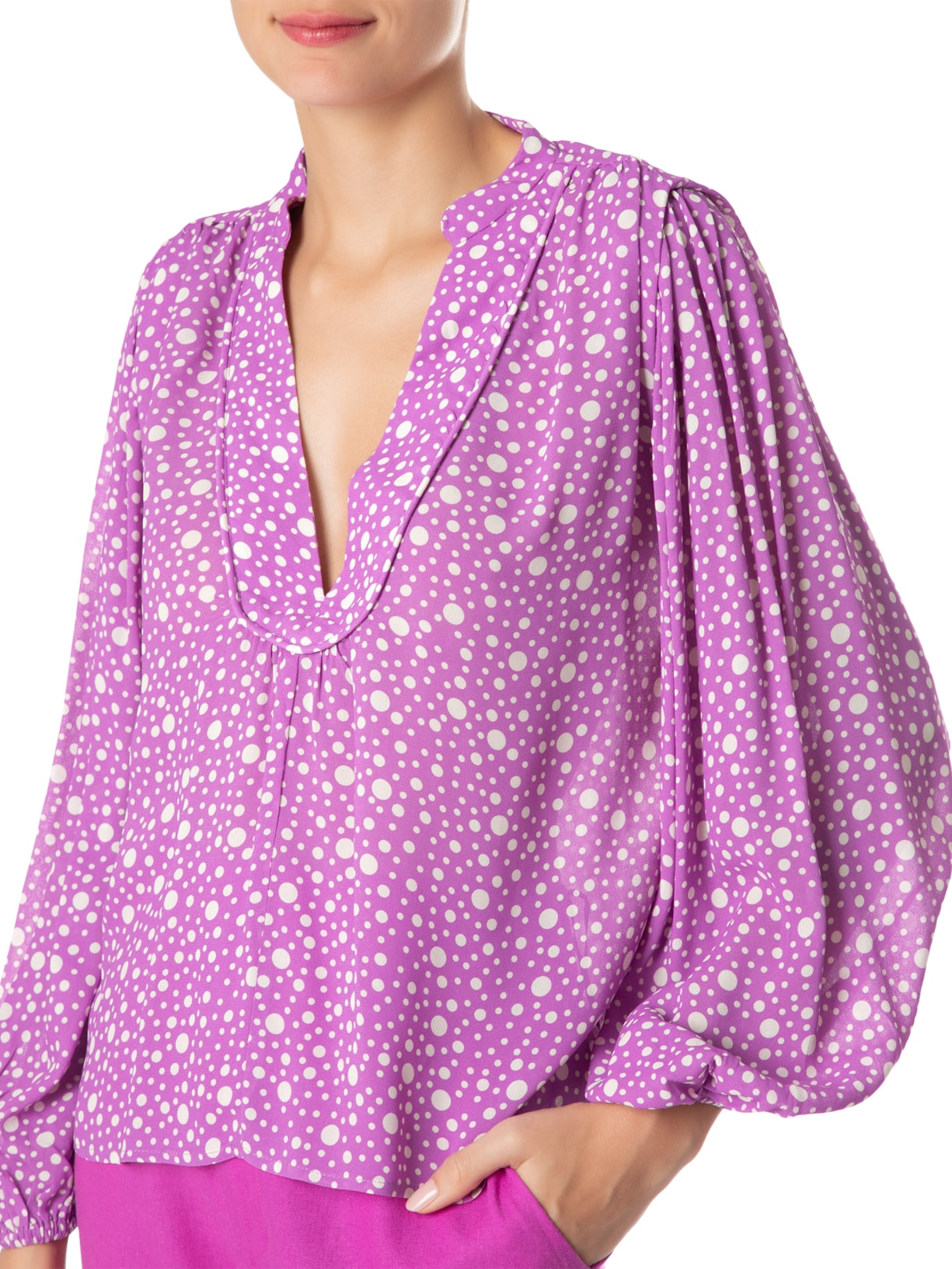 Blusa Feminina Manga Longa Estampa Aruba Roxo Maria Filó