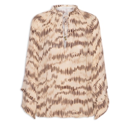 Blusa Feminina Manga Longa Estampa Echo - Bege