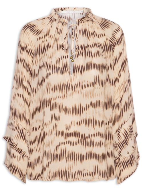 Blusa Feminina Manga Longa Estampa Echo - Bege