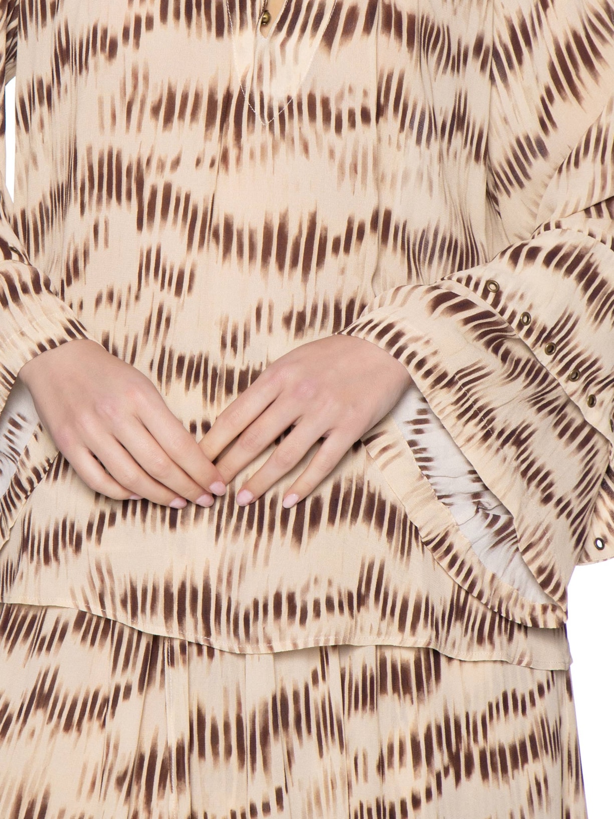 Blusa Feminina Manga Longa Estampa Echo Bege Maria Filó