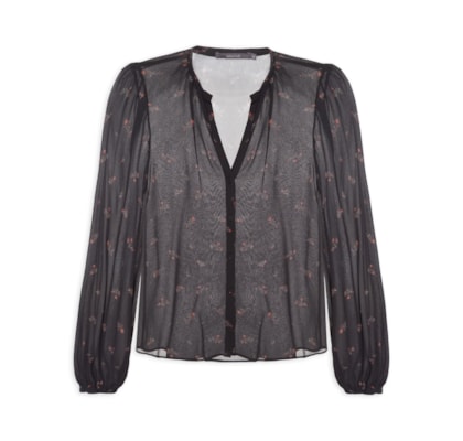 Blusa Feminina Manga Longa Estampa Lily - Preto