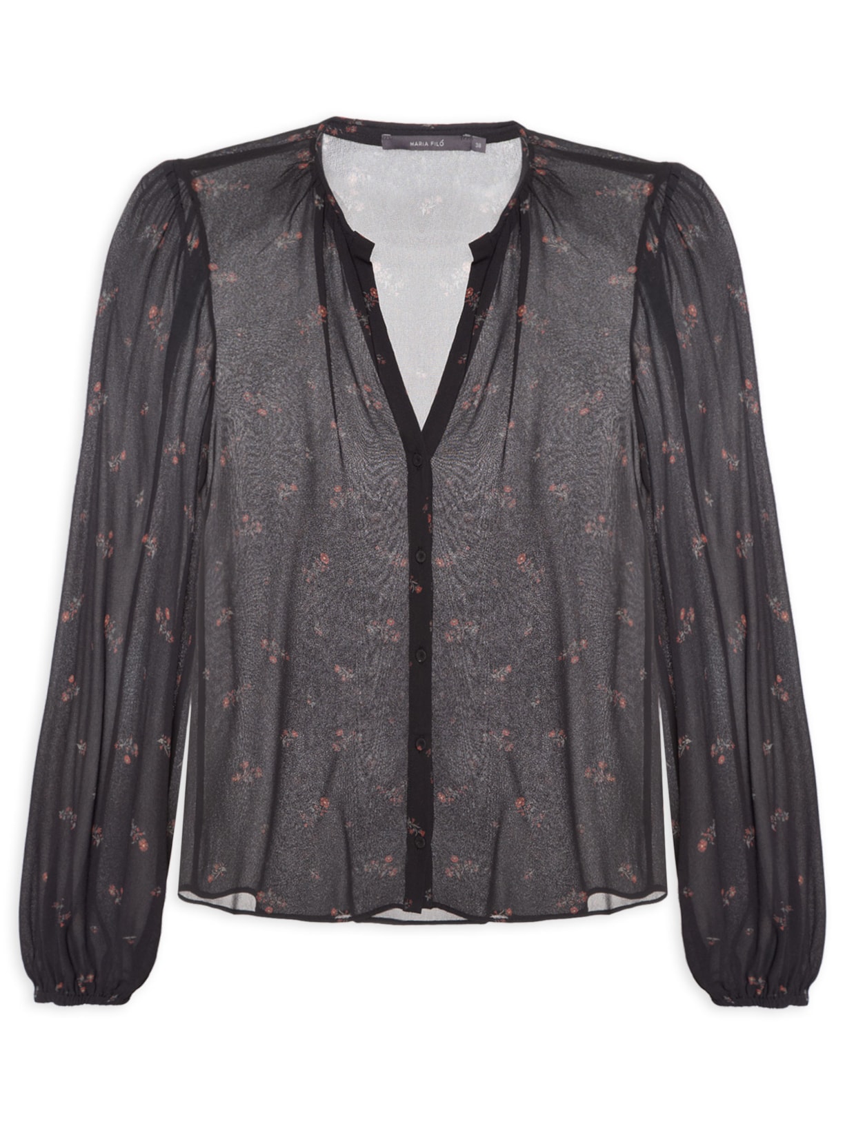 Blusa Feminina Manga Longa Estampa Lily - Preto