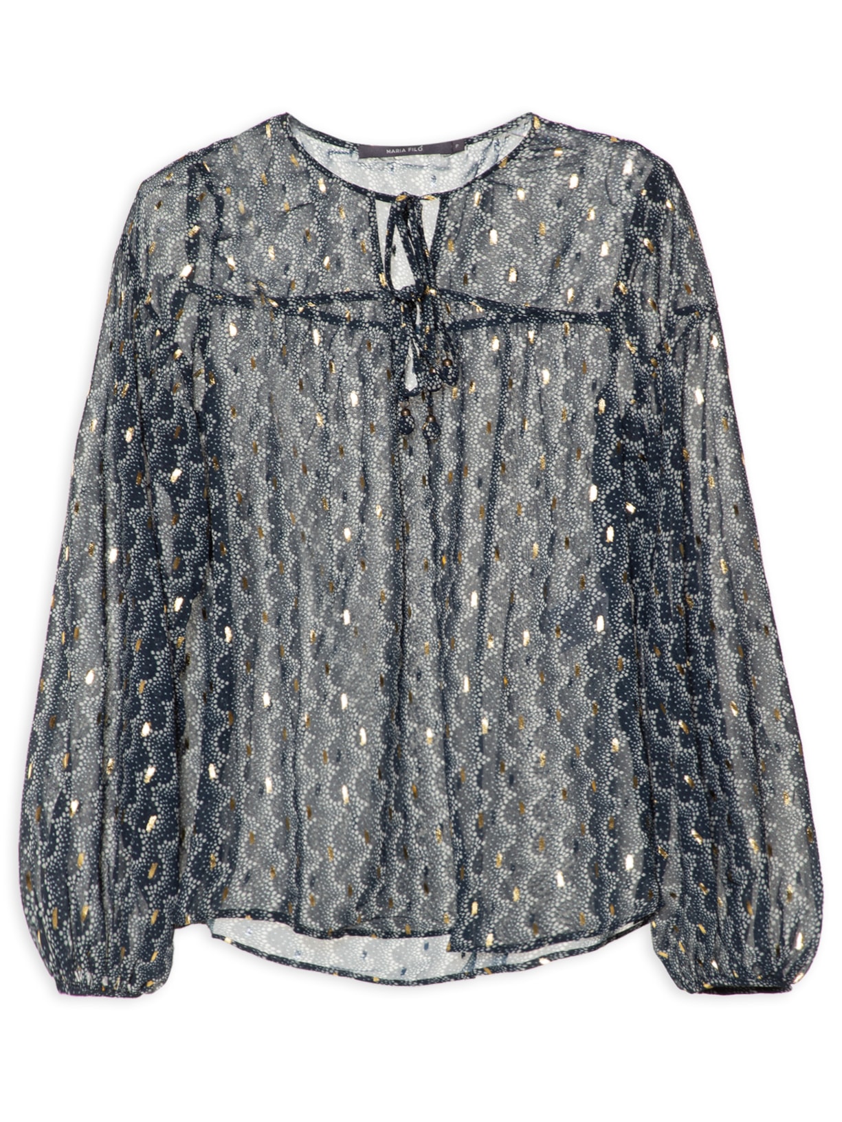 Blusa Feminina Manga Longa Estampa Ondas - Azul