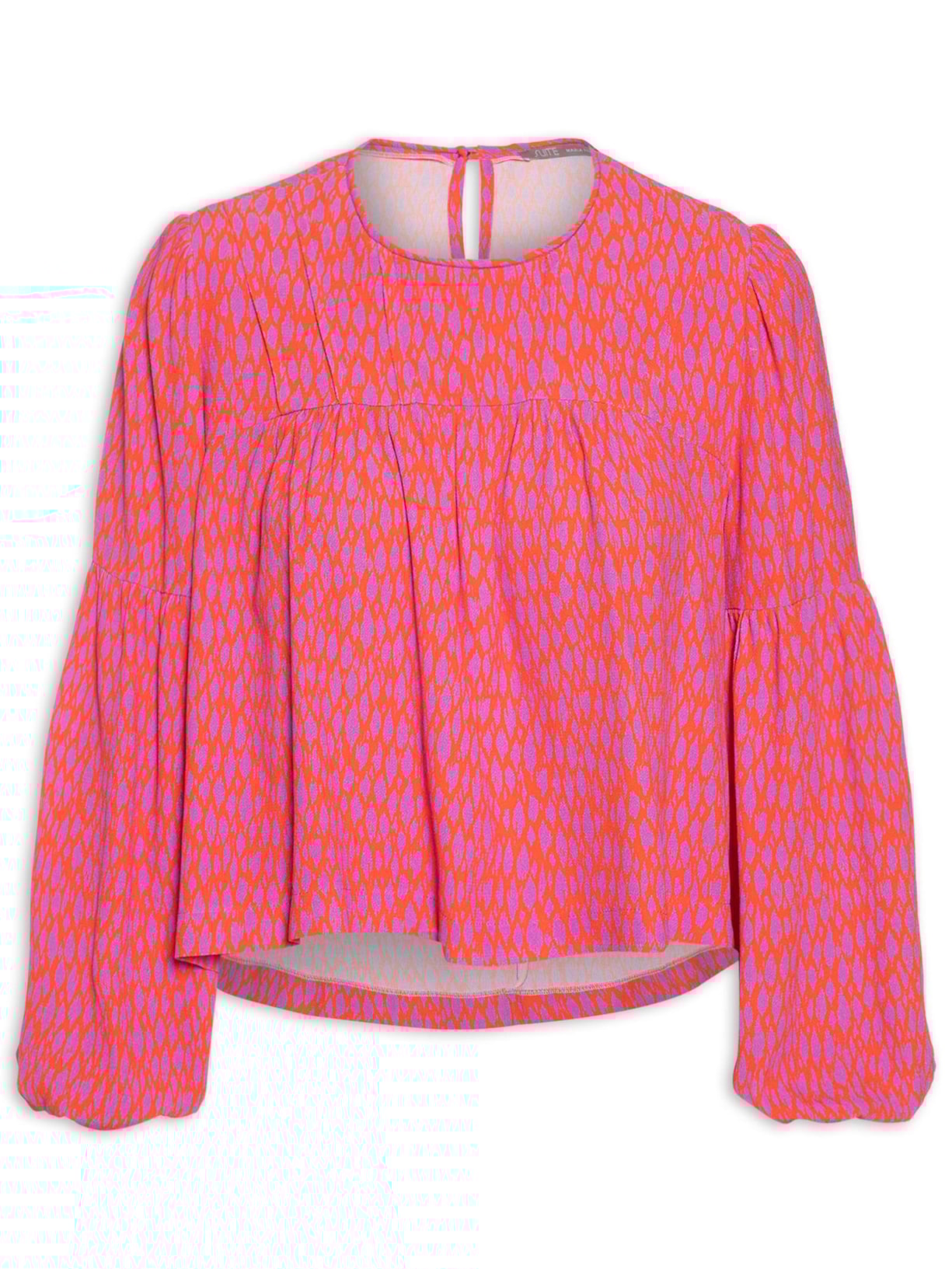 Blusa Feminina Manga Longa Estampa Pincelada - Rosa