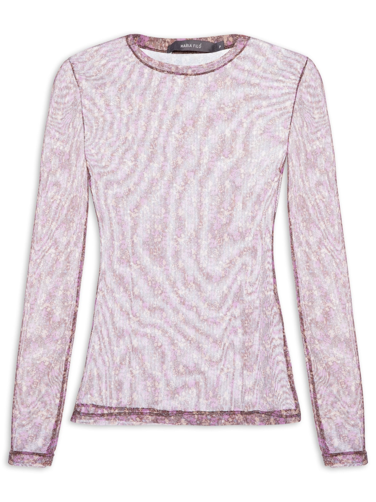 Blusa Feminina Manga Longa Estampa Violet Roxo Maria Filó