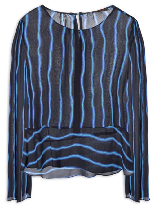 Blusa Feminina Manga Longa Estampada - Preto