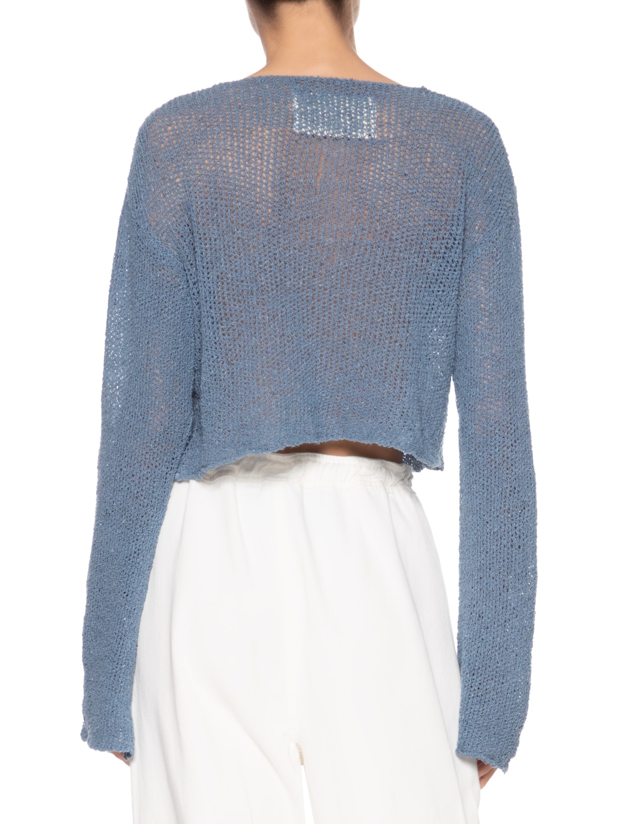 Blusa Feminina Manga Longa Flare Tricot Rede Azul Osklen