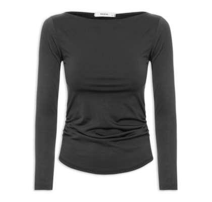 Blusa Feminina Manga Longa Franzida - Preto