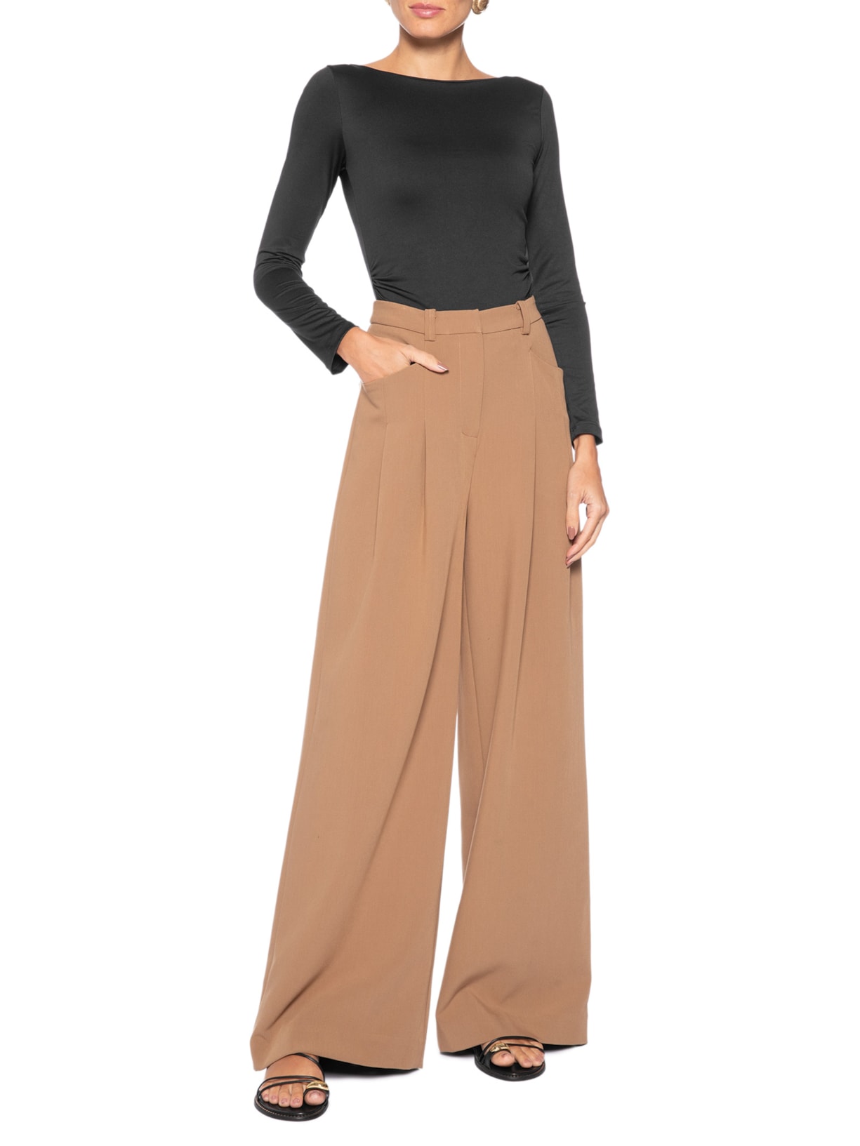 Blusa Feminina Manga Longa Franzida Preto Basiq