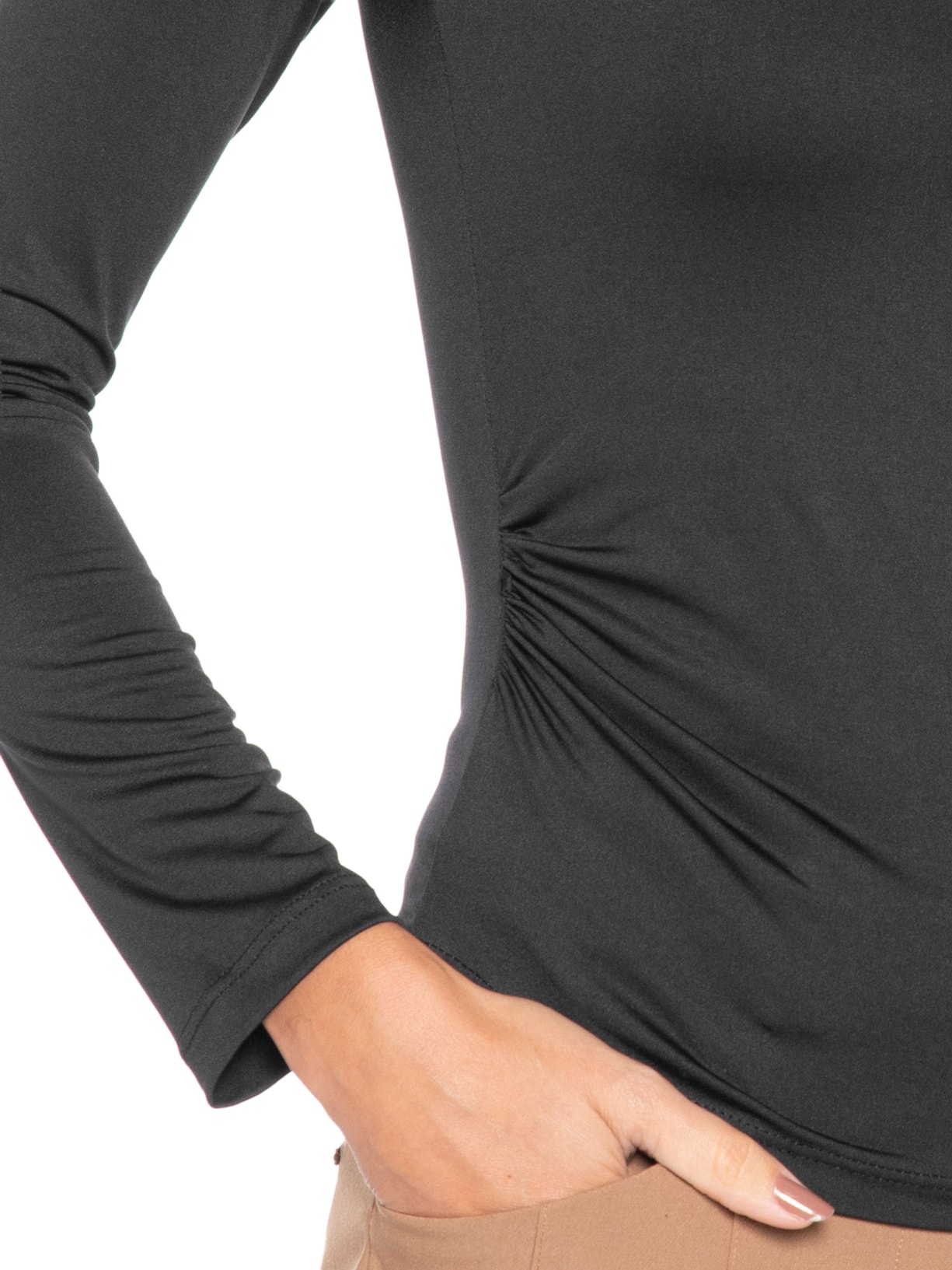 Blusa Feminina Manga Longa Franzida Preto Basiq