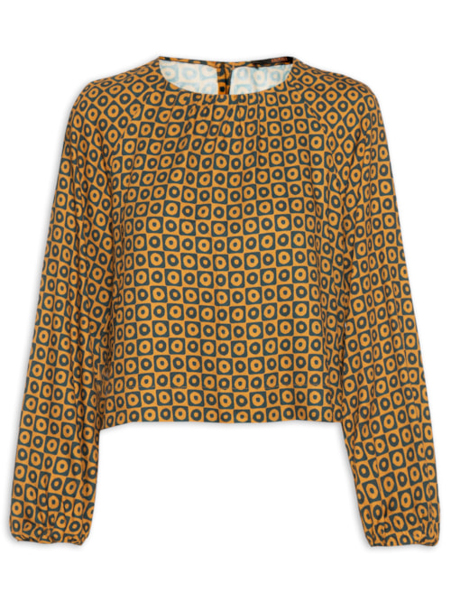 Blusa Feminina Manga Longa Geo Disco - Amarelo