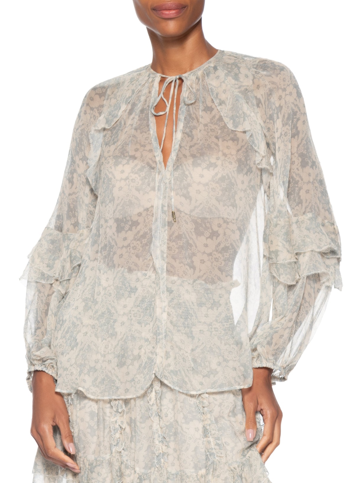 Blusa Feminina Manga Longa Ggt Estampa Melissa Azul Maria Filó
