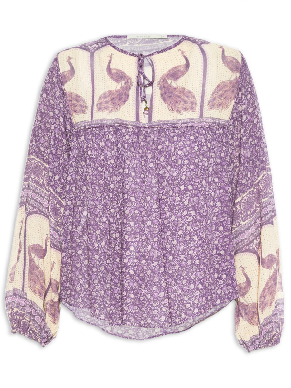 Blusa Feminina Manga Longa GGT Estampa Plumas - Lilás