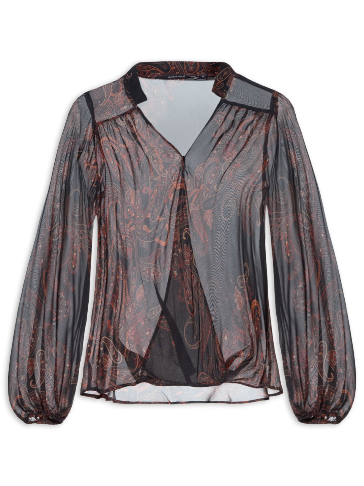 Blusa Feminina Manga Longa GGT Estampa Retro - Preto