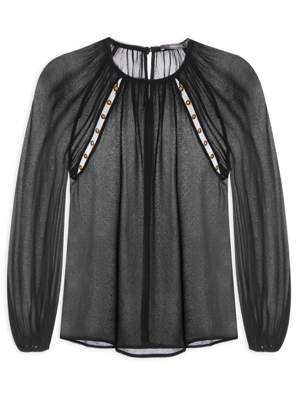 Blusa Feminina Manga Longa GGT Metais - Preto