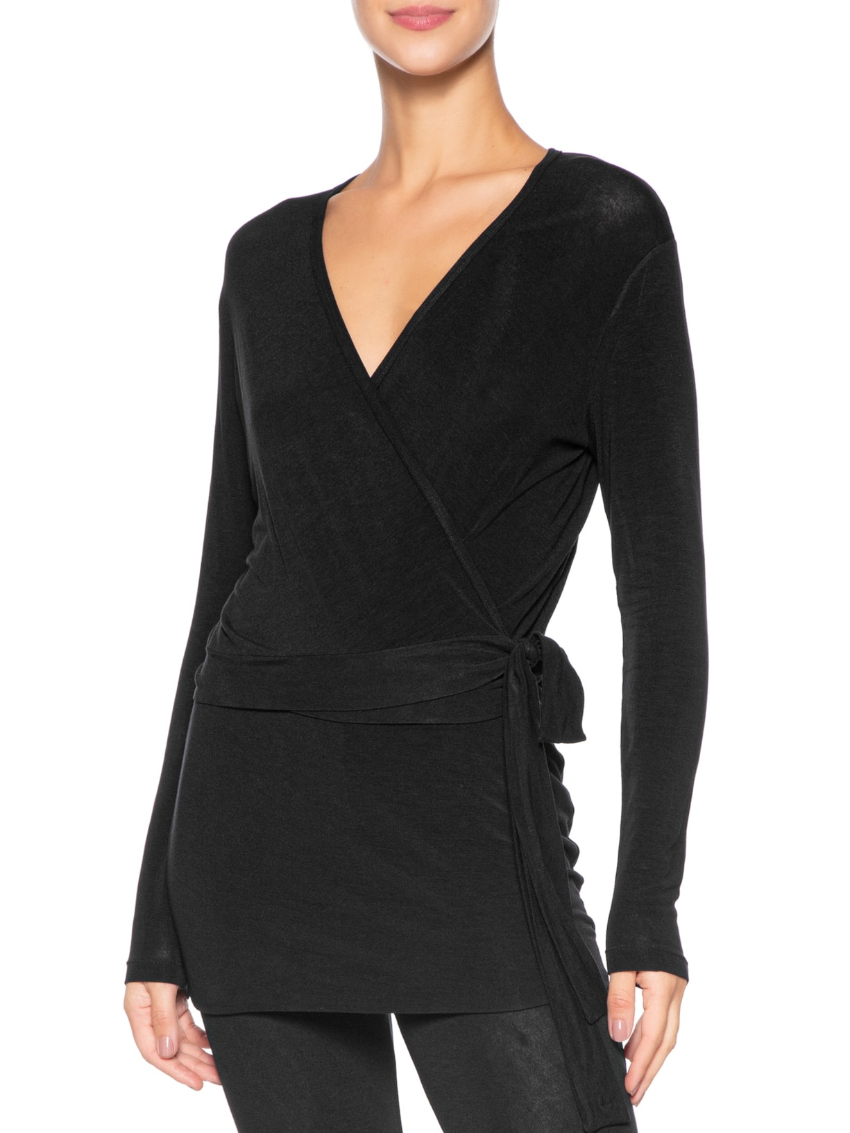 Blusa Feminina Manga Longa Lisa Preto Body For Sure