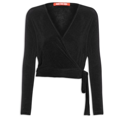 Blusa Feminina Manga Longa Lisa - Preto