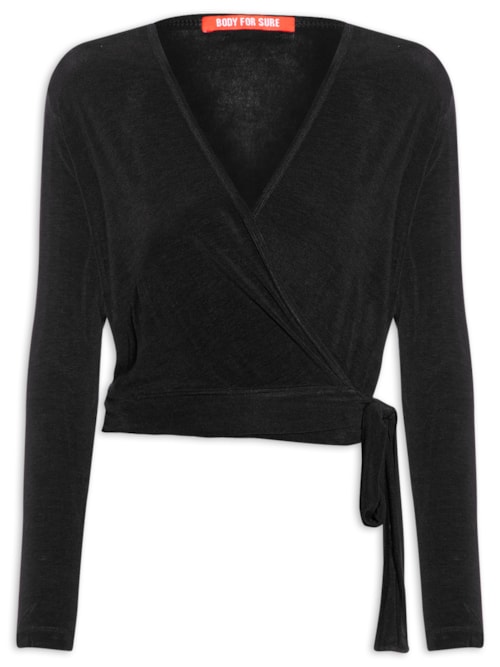 Blusa Feminina Manga Longa Lisa - Preto