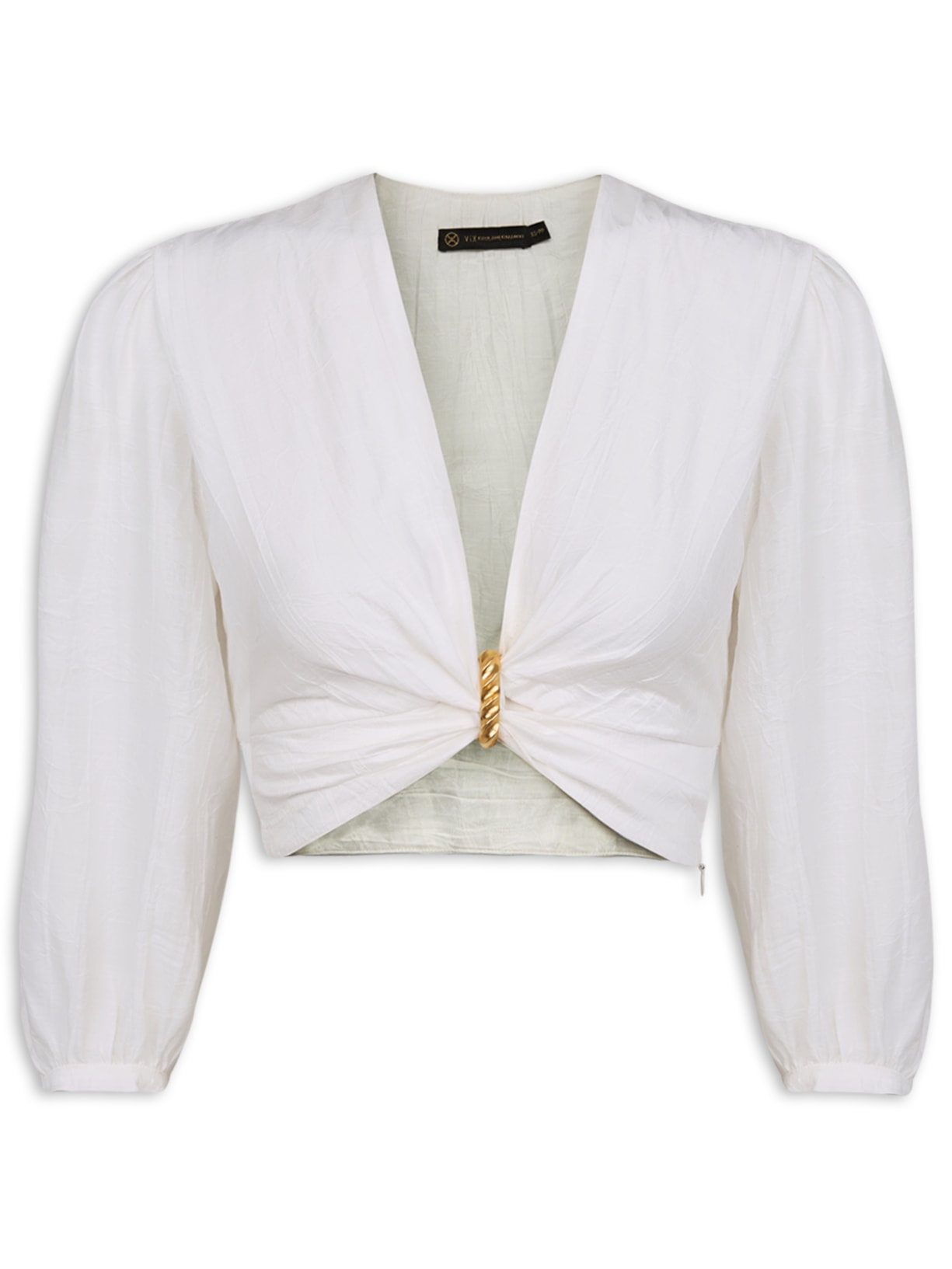 Blusa Feminina Manga Longa Lizzy Detalhe - Branco