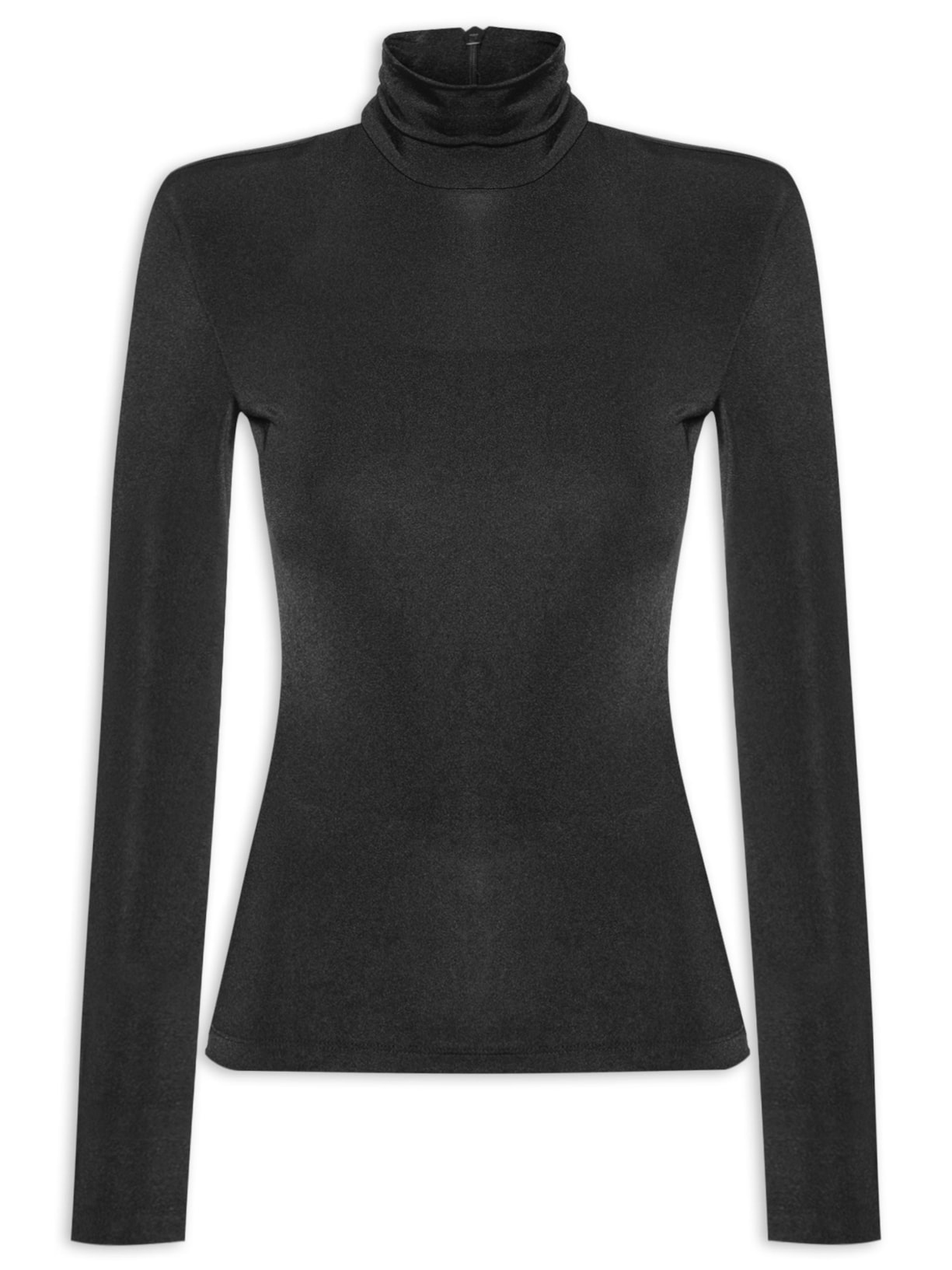 Blusa Feminina Manga Longa Malha Shine - Preto