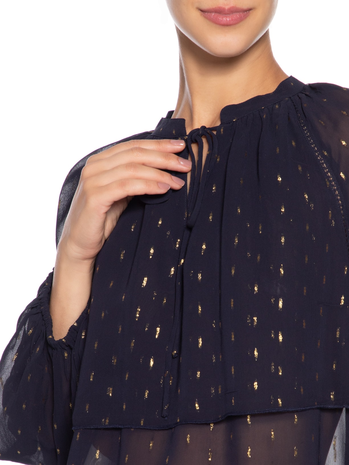 Blusa Feminina Manga Longa Mila Azul Le Lis