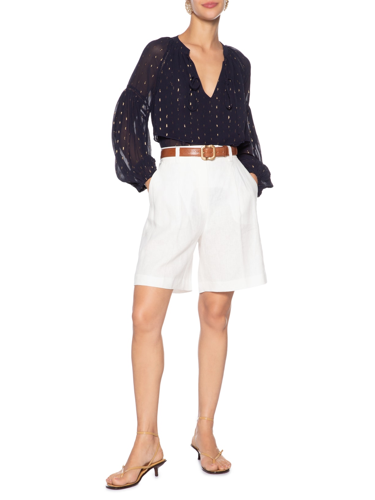 Blusa Feminina Manga Longa Mila Azul Le Lis