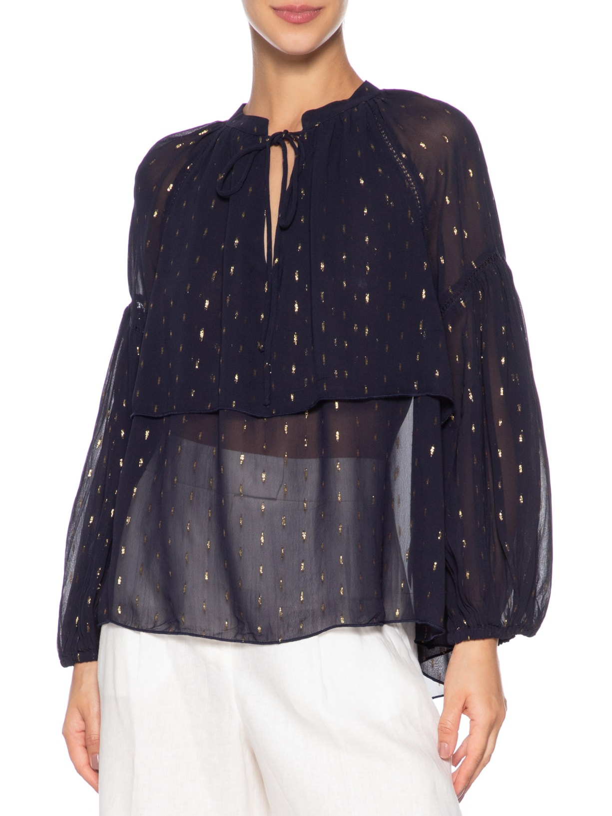 Blusa Feminina Manga Longa Mila Azul Le Lis