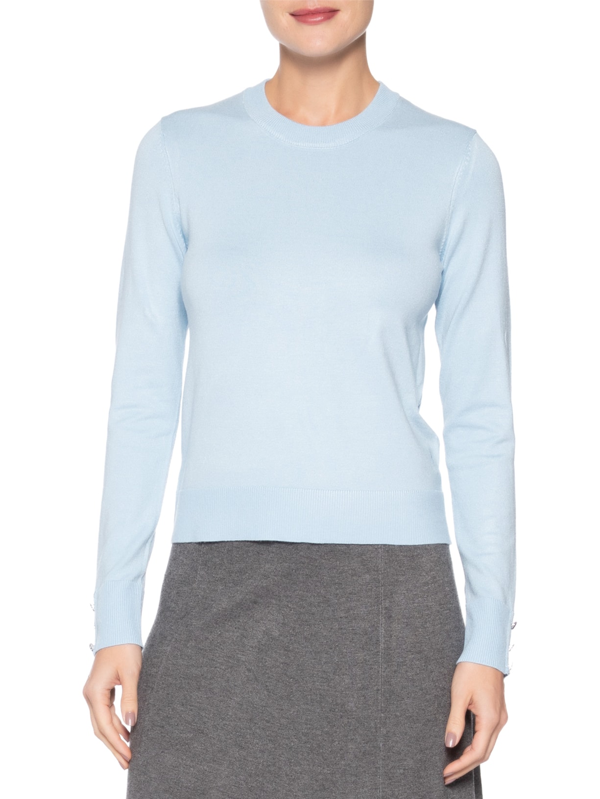 Blusa Feminina Manga Longa Olivia Azul Le Lis