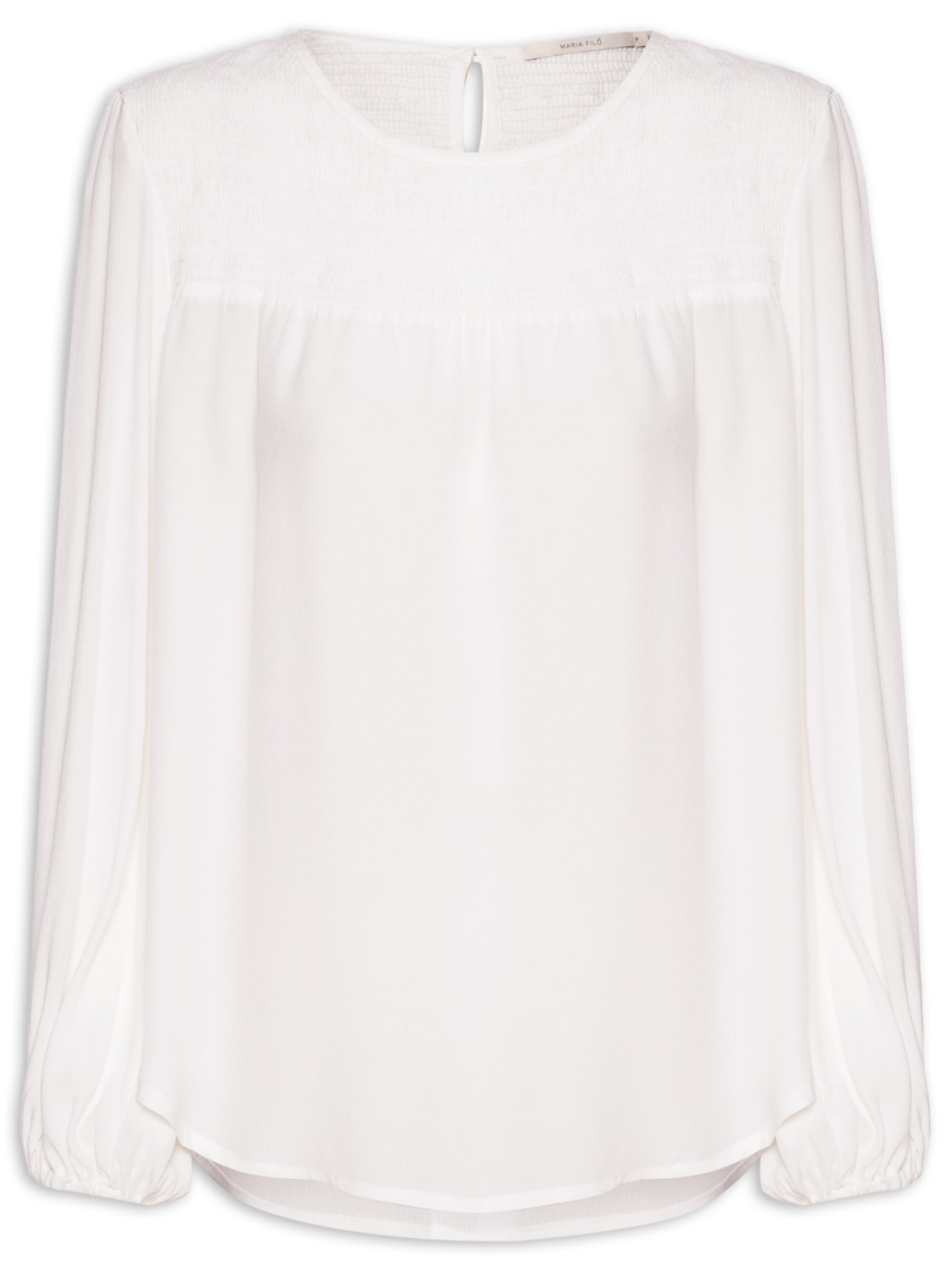 Blusa Feminina Manga Longa Pala Lastex - Branco